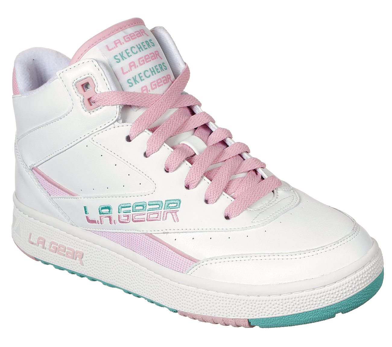 Skechers L.A. Gear Retro Pink and White High Top Sneakers Size 10