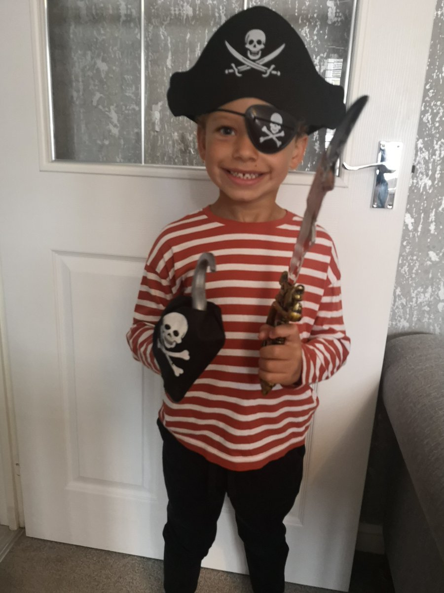 kateyrstephens's tweet photo. @PontybreninR Captain Rueben is eager to get the pirate theme started today! He is too shy to film the dance bit he's singing along at home 😂😂 https://t.co/1zmpSnpC60