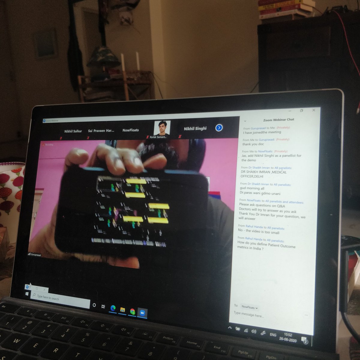 NowFloats's tweet photo. Dr Guruprasad, one of our champions from @digitaldeshin drives demonstrating how he is leveraging tech to bring his critical care monitoring from his hospital onto his phone.  Mind you, this now not Hyd or Delhi or Blr. This is Gadag. 60km from Hubli. #Telemedicine #doctors https://t.co/GrECpOBZDY