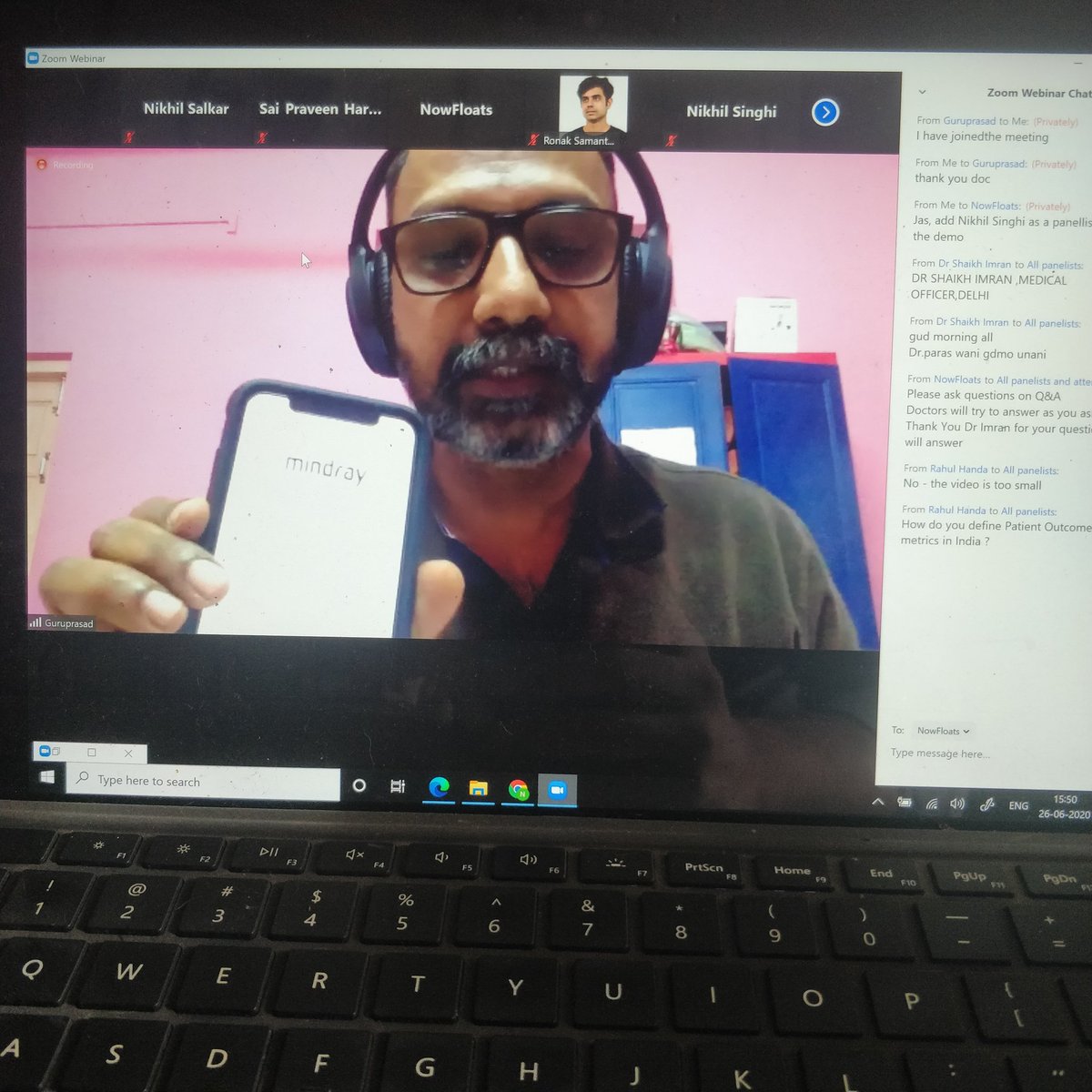 NowFloats's tweet photo. Dr Guruprasad, one of our champions from @digitaldeshin drives demonstrating how he is leveraging tech to bring his critical care monitoring from his hospital onto his phone.  Mind you, this now not Hyd or Delhi or Blr. This is Gadag. 60km from Hubli. #Telemedicine #doctors https://t.co/GrECpOBZDY