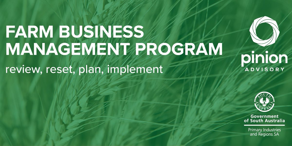 Drought affected farmers are encouraged to register for the Pinion Advisory Farm Business Management Program, funded by <a href="/SA_PIRSA/">PIRSA</a>. This program is developed to help your business move on from drought &amp; prep for the future! 🌱🌱
bit.ly/3dn3xlu