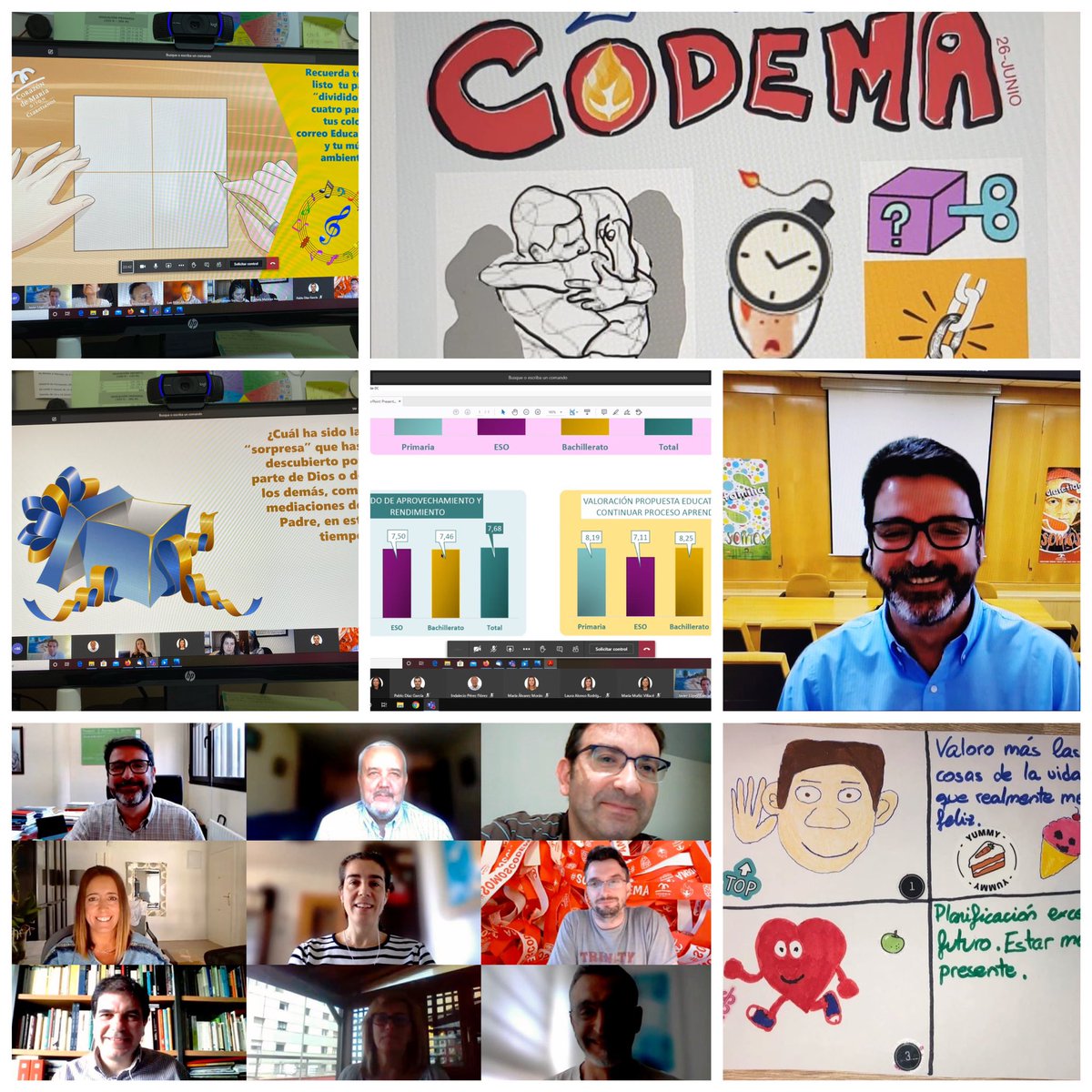 codemagijon's tweet photo. Esta mañana en @codemagijon profesorado y PAS hemos celebrado online 💻🖥 el claustro final, con una oración y un vídeo muy especiales. Gran trabajo!!! 💪 Gran equipo!!! 👩🏻‍🏫👨🏽‍💻👩🏻‍💼 Feliz verano!!! 🌞🏖 #PorCadaAlumno #SomosCodema @cmfsantiago @ETCMFSANTIAGO @EC_Asturias 👏👏👏 https://t.co/orqnlXDffe
