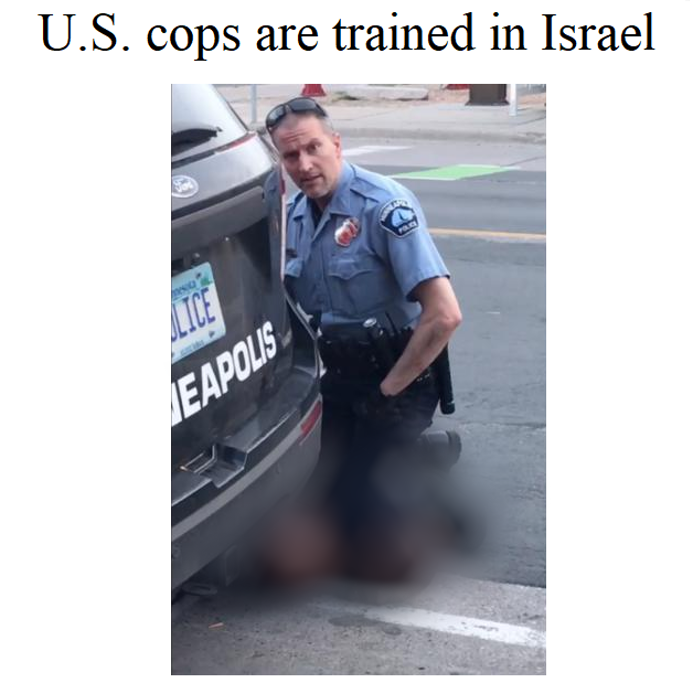 On the 4chan site, where extreme antisemitism, racism, misogyny, homophobia and hate are standard, far right users share articles from left wing websites protesting that American police are trained by Israel