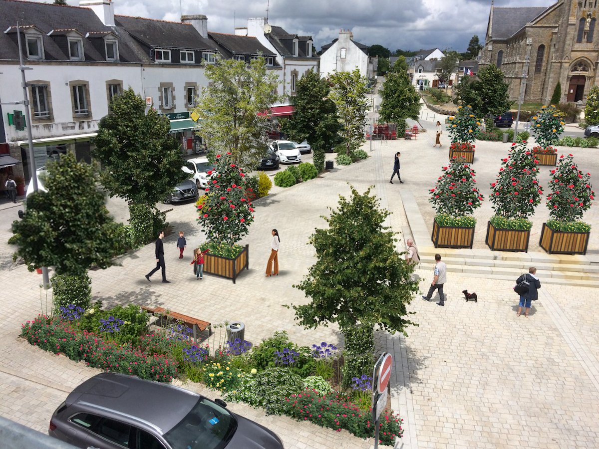 InspirationArr1's tweet photo. [Arradon] Projection de place du bourg [printemps 2022] : remplacer un arbre sur deux en arbre à feuilles persistantes, ajouter des bacs amovibles avec des arbustes, étoffer les parterres de fleurs... La place de l’Église sera encore plus belle à vivre ! #Arradon #municipales2020 https://t.co/SKaHOPNliP