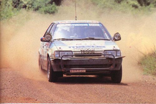 RallyinAfrika's tweet photo. Mazda 323 4WD was 1988 World Rally Champion (GroupN) with the Belgian driver Pascal Gaban (pictures from #BandamaRally, WRC rd11).
A great rally car: Good basis, well balanced, unfortunately didn't get full backing from ...Mazda HQ facing to Lancia and Martini or Toyota. https://t.co/7Ioo4Iavqx
