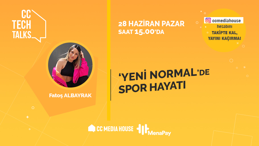 ccmediahouse's tweet photo. Fatoş Albayrak 28 Haziran Pazar günü saat 15.00'da 'Yeni Normal'de Spor Hayatı' konusuyla canlı yayında bizlerle olacak.🎉
Canlı yayını kaçırmamak için bizleri Instagram'dan takip etmeyi unutmayın!
#cctechtalks #ccmediahouse #yeninormaller #evdespor #fatosalbayrak https://t.co/AW5E455I7v