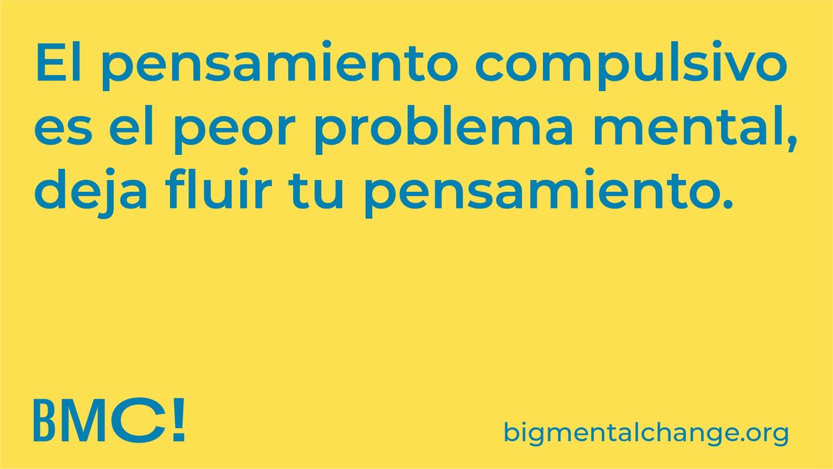 🤔 La presencia de pensamientos obsesivos e incontrolables producen ansiedad y te pueden llevar a realizar a conductas compulsivas.💧¡Deja fluir tu pensamiento! Tenemos habilitado el teléfono gratuito de soporte con nuestra psicóloga <a href="/oliva_trastoy/">Laura Oliva Trastoy</a> 
📲 bigmentalchange.org
