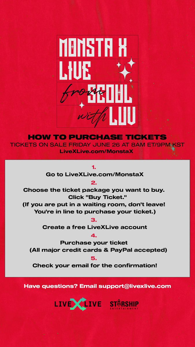 몬스타엑스 Monsta X Monsta X Monstax Online Concert Monsta X Live From Seoul With Luv Ticketing Guide Live On Air 07 25 11pm Est Ticket Open 06 26 8am Est
