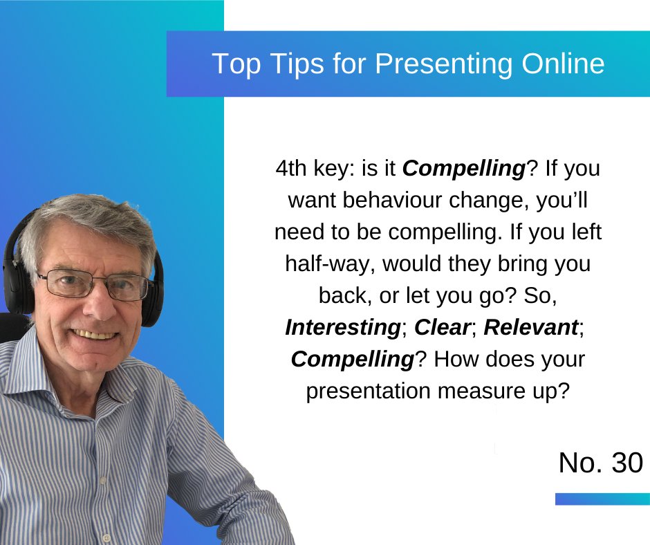 Come back tomorrow for the last tip of this series
presentingsuccess.co.uk/top-tips-for-p… #TopTipsForPresentingOnline
