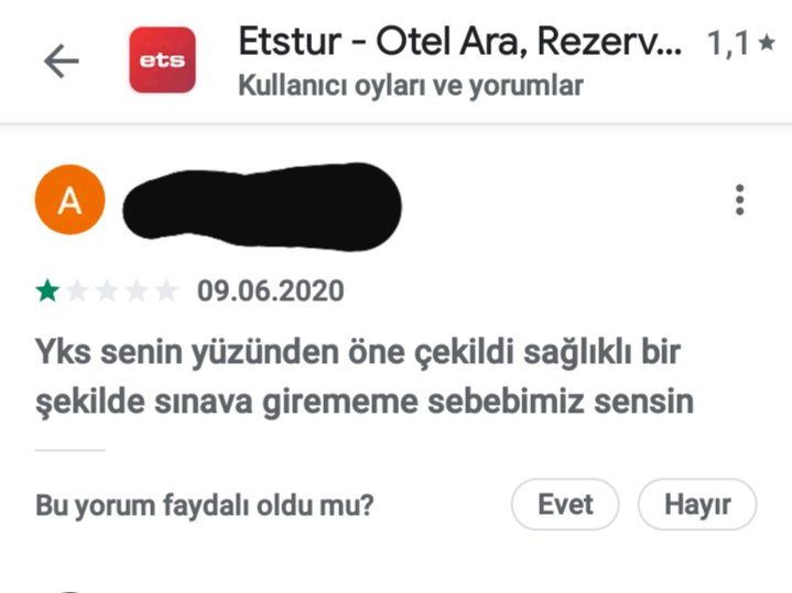 YKS'nin turizm nedeniyle öne çekildiğini savunan öğrenciler, Turizm Bakanı'na ait ETS Tur'un Google Play puanını bir gecede 4.1'den 1.1'e indireli birkaç saat oldu