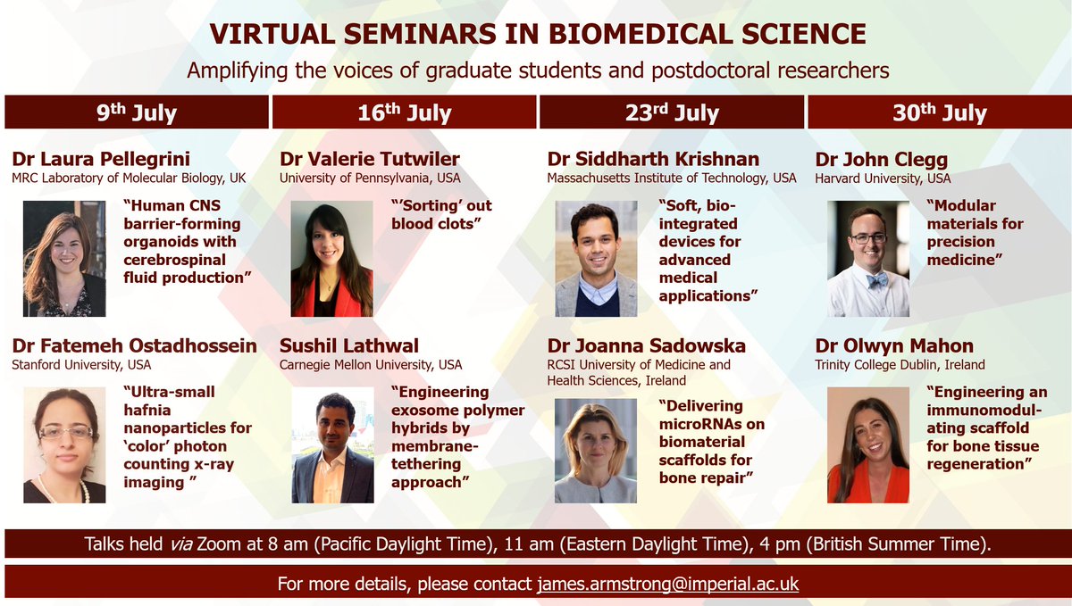 jrmstrng's tweet photo. Please RT: #Virtual #Seminars in #Biomedical #Science returns in July with another exciting lineup of speakers!

Register for Zoom invite:
https://t.co/xJ4Mf8wb6R

Submit abstracts for Aug / Sept:
https://t.co/76fFKUxQ1H

Check out some of the past talks:
https://t.co/Daxvroj6QD https://t.co/AtiWaJmjT0