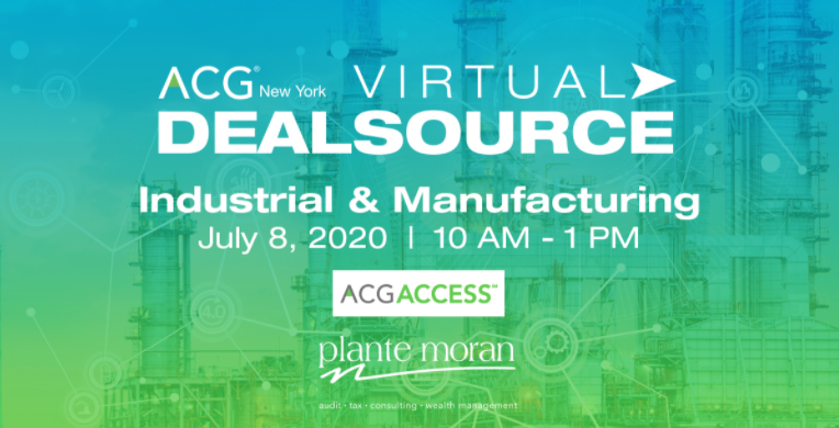 ACGNYC's tweet photo. Are you ready for the next big Virtual #DealSource?
#ACGNY proudly presents this One:One #DealMaking event for Industrial & Manufacturing industries.
Registration closes 7/2- Save your spot now! https://t.co/tmxOEhsDMJ
Thanks to our sponsor @PlanteMoran https://t.co/XYtn41THYL