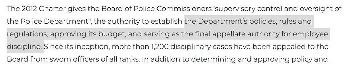 15/ In New York, and many other cities, police get to blow off their civilian “oversight.” But in some cities, it’s different. In Detroit, for instance, a civilian board creates police policies, approves budgets, and *imposes discipline*