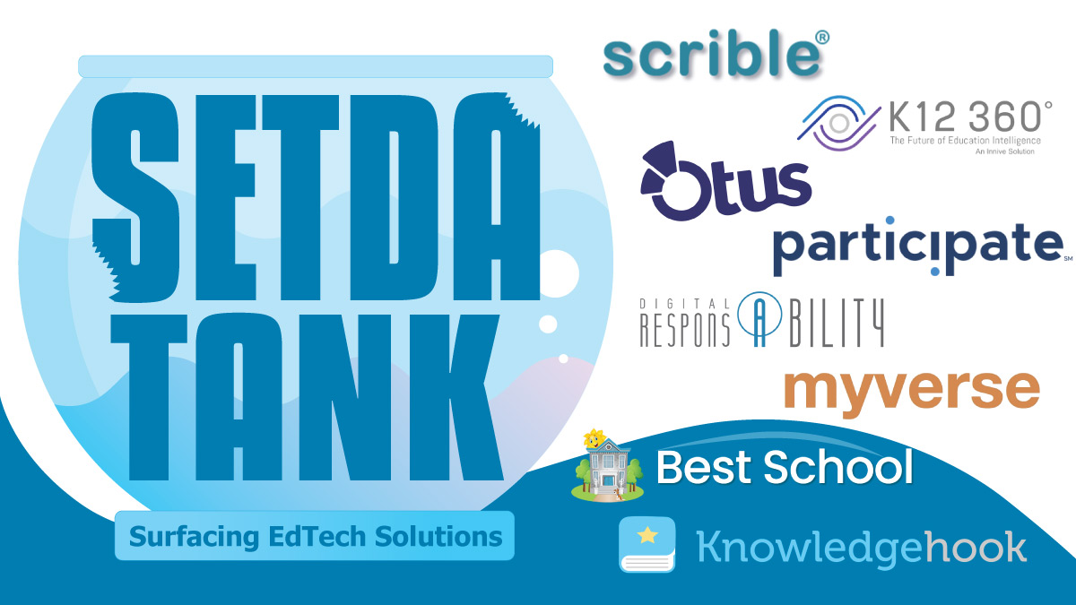 SETDA's tweet photo. Many thanks to our emcee, @AskTheTechCoach @TeacherCast, for the #SETDATank event this week! ⭐https://t.co/KqMVEKSMjL https://t.co/67yT0nVZCP