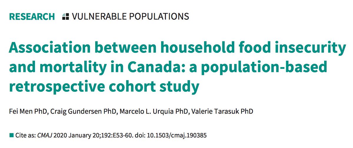 proofcanada's tweet photo. Research drawing on a population-based sample of Canadian adults showed that those living in food-insecure households were more likely to die prematurely than their food-secure counterparts across all causes of death. Learn more: https://t.co/DQvGcApN83 https://t.co/YcuHLo06VO