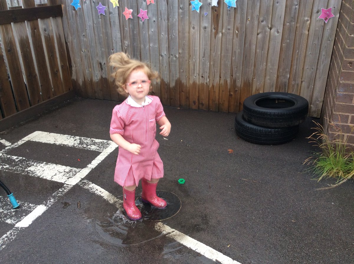 AshKnotty's tweet image. Nursery Bubble 
Today we even enjoyed splashing in the puddles after the rain with our friends.
#eyfsfun
