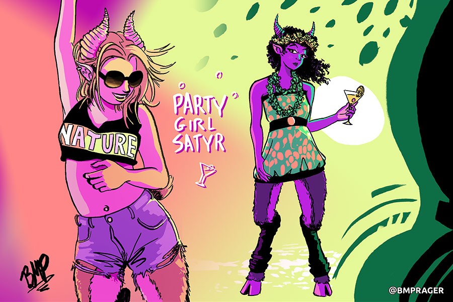 indoorrecesss's tweet photo. It's the first #FanFollowFriday for the #IndoorRecessCrew! Your art keeps us fed until the ancient ones rise once again from this slumber to claim this world for their own. Radical!
Who wouldn't love to dance the night away with these party girl satyrs by @BMPrager? https://t.co/uD2nlh1i3B