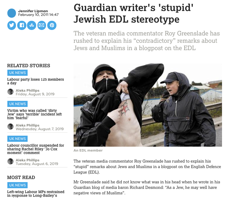 Or the various Guardian commentators portraying Jews as innately hateful, having "slavish" control over the US or considering themselves as "chosen". So much so, its Reader's Editor Chris Elliott had to issue a statement. /7  https://www.theguardian.com/commentisfree/2011/nov/06/averting-accusations-of-antisemitism-guardian