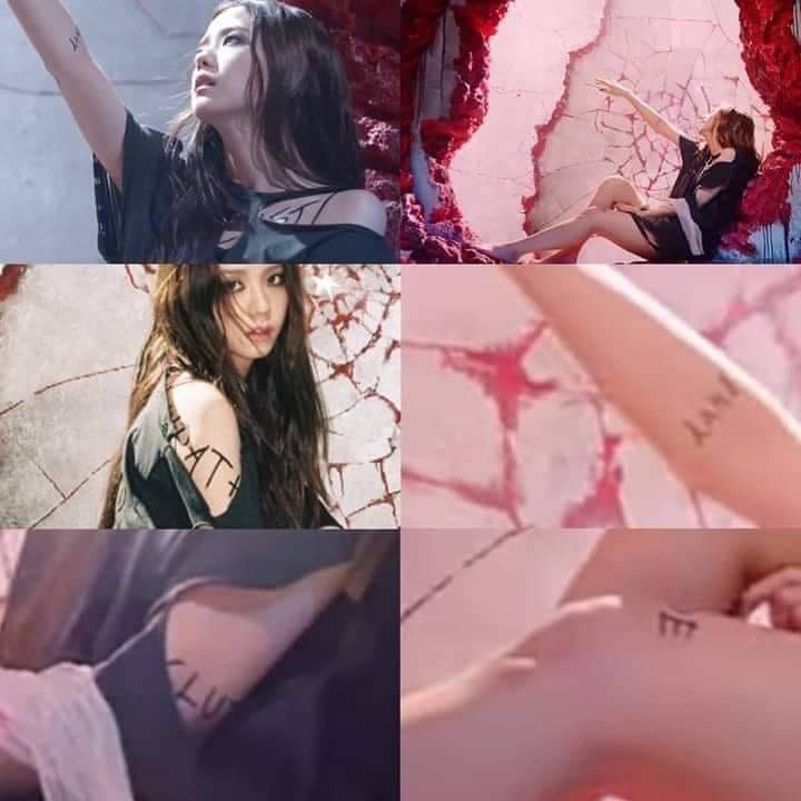 25. Just found this some where. In the Jisoo's scene, her body are written on with the name of seven deadly sins: lust, gluttony, greed, sloth, wrath, envy and pride. This could be the words haters use to destroy the wall and describe the girls when they were blindfolded