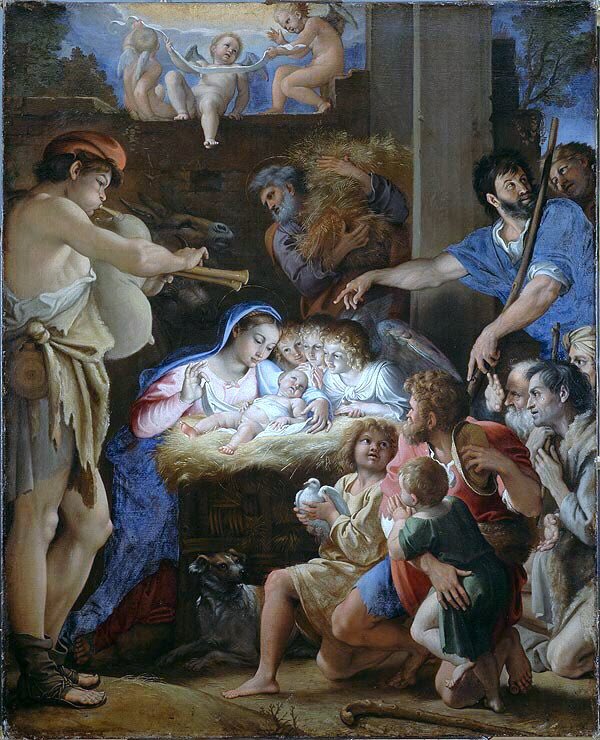 Giovanni Battista Tiepolo has two major works at the Gallery. These are The Finding of Moses (c1735) & The Meeting of Anthony & Cleopatra (c1745). Also shown is Domenichino’s The Adoration of the Shepherds (c1607-10).