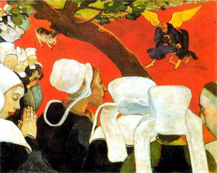 Edinburgh has a superb group of Impressionist & Post-Impressionist Paintings. Monet (1891) Haystacks: Snow Effect, Degas (1879) Diego Martelli, Gaugin (1899) Three Tahitians & (1888) The Vision after the Sermon. The last mentioned is a hallucinatory work of spiritual depth