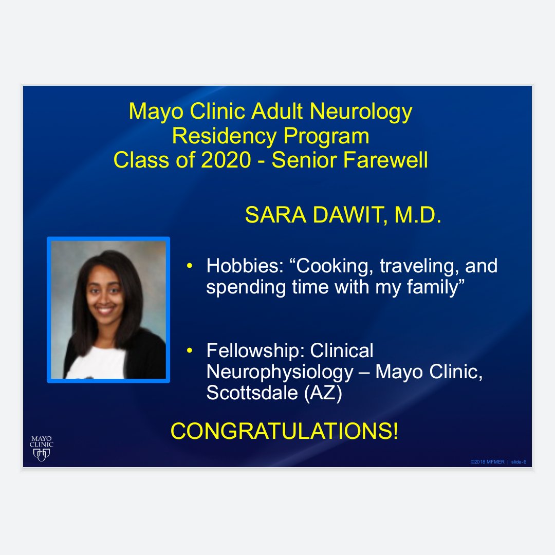 MayoAZneurores's tweet image. Congratulations on your 
@MayoClinicNeuro graduation @DrSaraDawit! Your future is bright! #Mayoproud #2020graduates #Gradweek