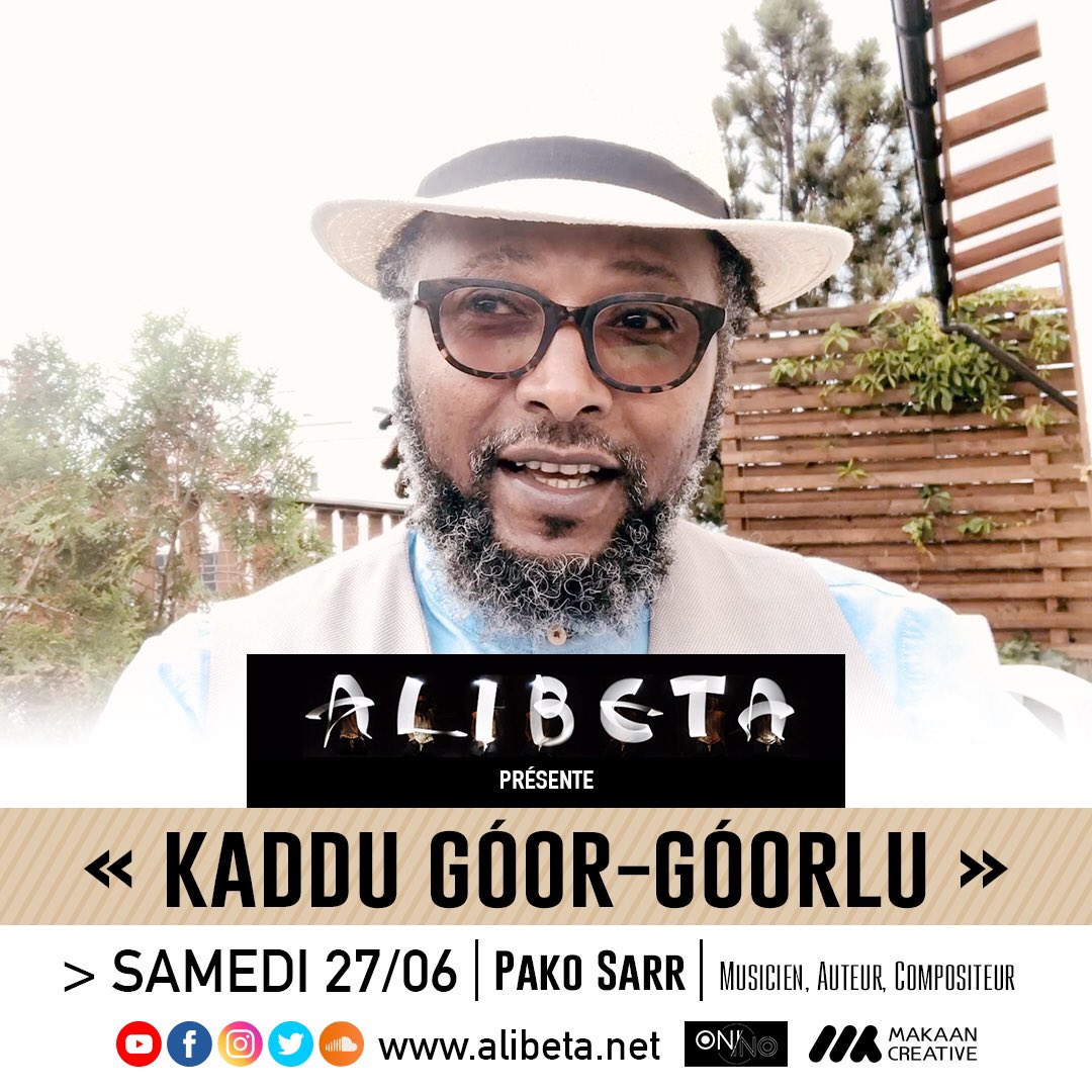 SALAAM, 
Ce samedi 27/06, « KADDU GÓOR GÓORLU » reçoit Pako Sarr, musicien, auteur, compositeur et producteur basé à Varsovie . 

Restez connecté ! 
En partenariat avec ONI et <a href="/MakaanGfx/">Makaan Creative</a> 
#alibeta #goorgoorlu #kaddugoorgoorlu #pacosarr #nun #daancorona