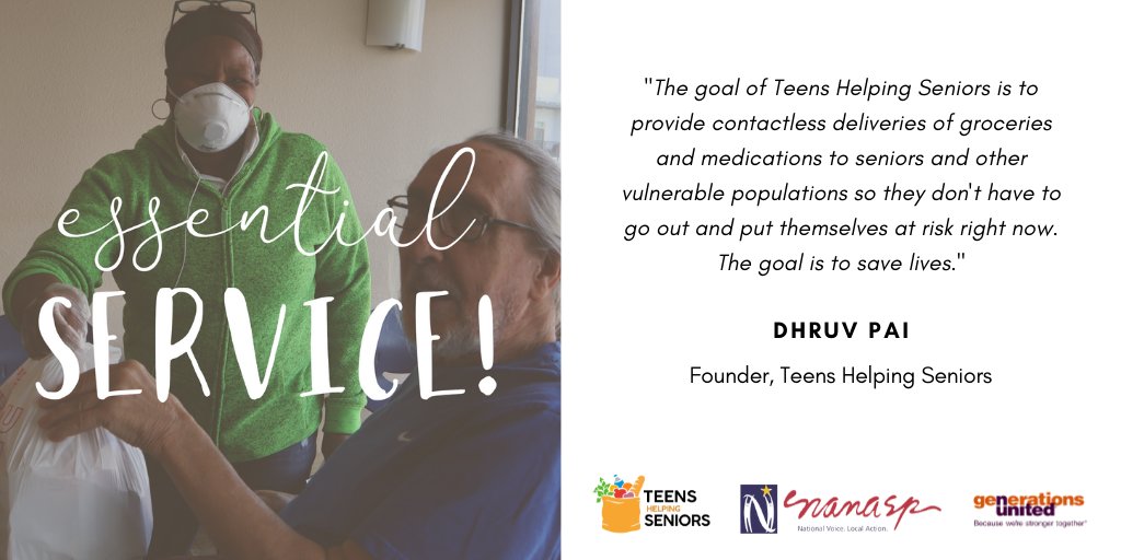 nutritionaging's tweet photo. Catch up on episodes of our Essential Service! podcast series this weekend! Donna Butts, ED of @GensUnited joined us this week to interview the founders of @teensforseniors! THS has been doing incredible work during the #COVID19 pandemic. Listen now at:
https://t.co/xCXKXDhDBb https://t.co/xEVbMmPMlM