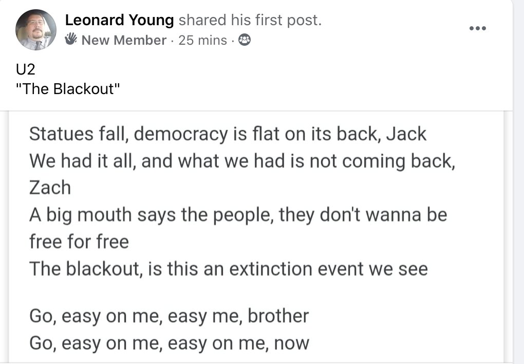 I don't think Leonard understands that "The Blackout" is about the fall of democracy, not statues.