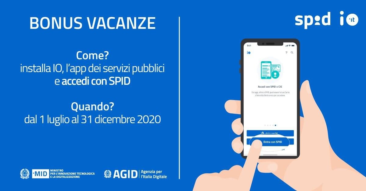AgidGov's tweet photo. #BonusVacanze | Scarica @IOitaliait l’app dei servizi pubblici e richiedilo con #SPID

Attivo dal 1° luglio al 31 dicembre 2020 ⛱️

Scopri come accedere a #IOapp con la tua identità digitale 👇
https://t.co/PXysMI42Pe https://t.co/a1qSR8meVY