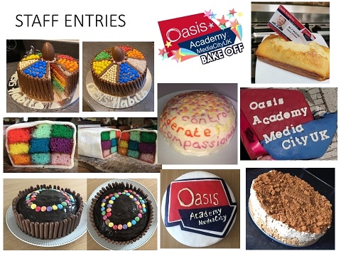 OAMC_Food's tweet photo. Some amazing cakes produced by the staff @OasisMediaCity for the #OAMCBakeOff - Well Done to everyone involved! #ProudToBeOAMC #OasisCreativeWeek #OCLCreativeWeek #OCW2020 @OasisAcademies https://t.co/zecFkGsvpV