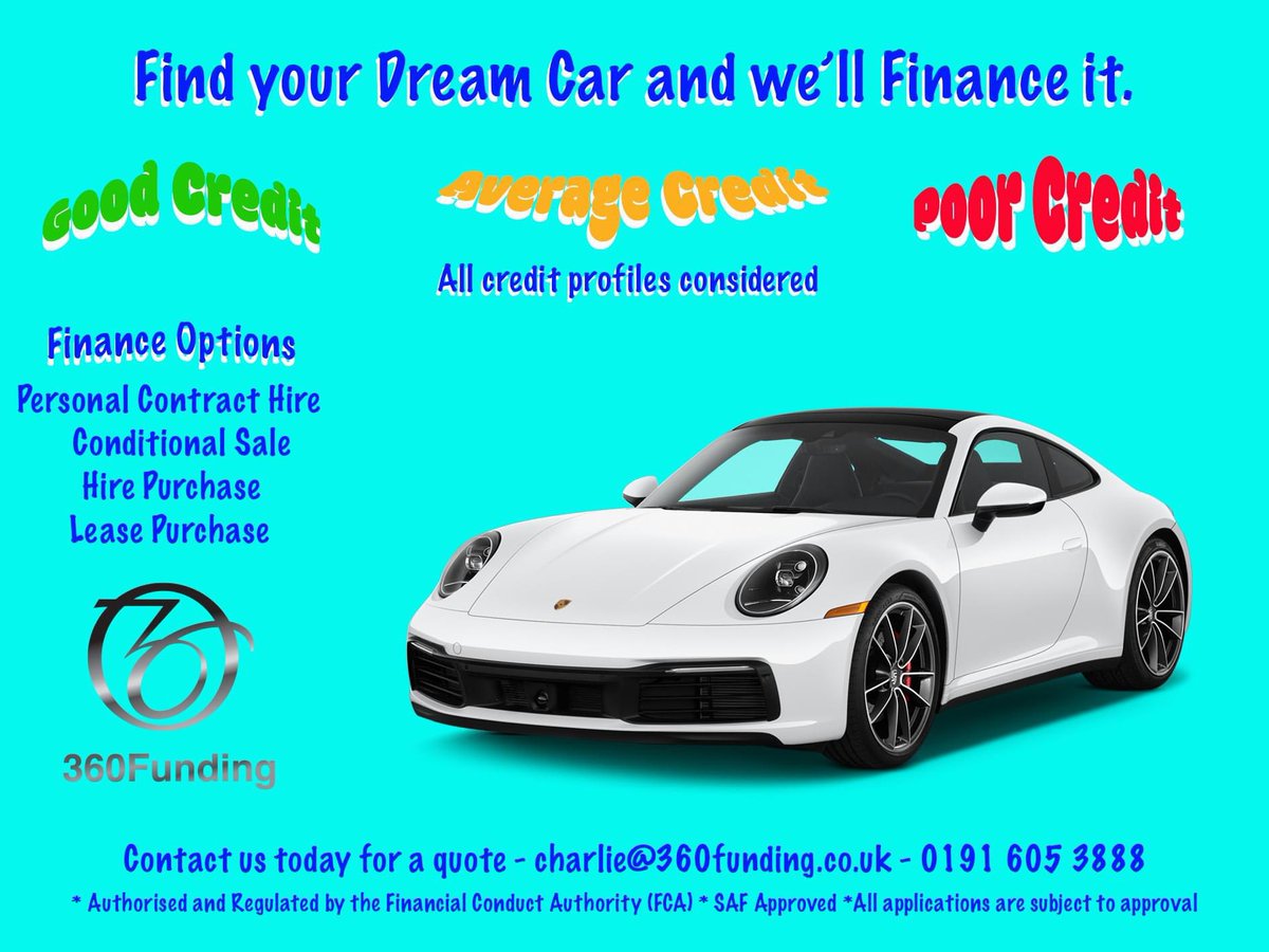business_funder's tweet photo. ☀️ Imagine driving your Dream Car this summer ☀️

You find the car &amp; we'll finance it ✅

All credit profiles considered ✅

Contact us today for a quote ✅

☎️ - 0191 605 3888
💻 - charlie@360funding.co.uk https://t.co/vKRyLBZPLP