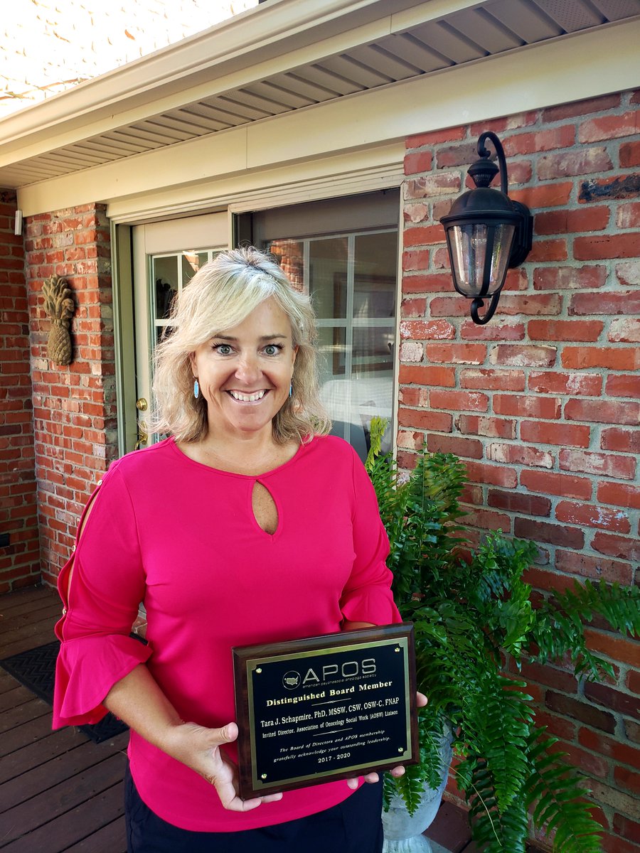 APOSHQ's tweet photo. Thank you @TaraSchapmire for your time and expertise from 2017-2020 as a Distinguished Board Member, Invited Director,  @oncosocialwork (AOSW) Liaison @uoflmedschool @ULSOMFacAffairs  
#APOS2020 #APOSAwards #APOSDistinguishedBoardMember #APOSTogetherWhileApart #socialwork https://t.co/3sePYBUg5u