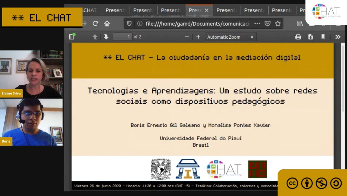 chat_izt's tweet photo. #ELCHAT2020 

Boris Gil Galeano explica que las redes sociales son un medio para conectar distintos contextos y perspectivas; por lo cual se conciben como herramientas de aprendizaje.
En vivo https://t.co/FQUNL1V8PY https://t.co/04Hjq4elBy