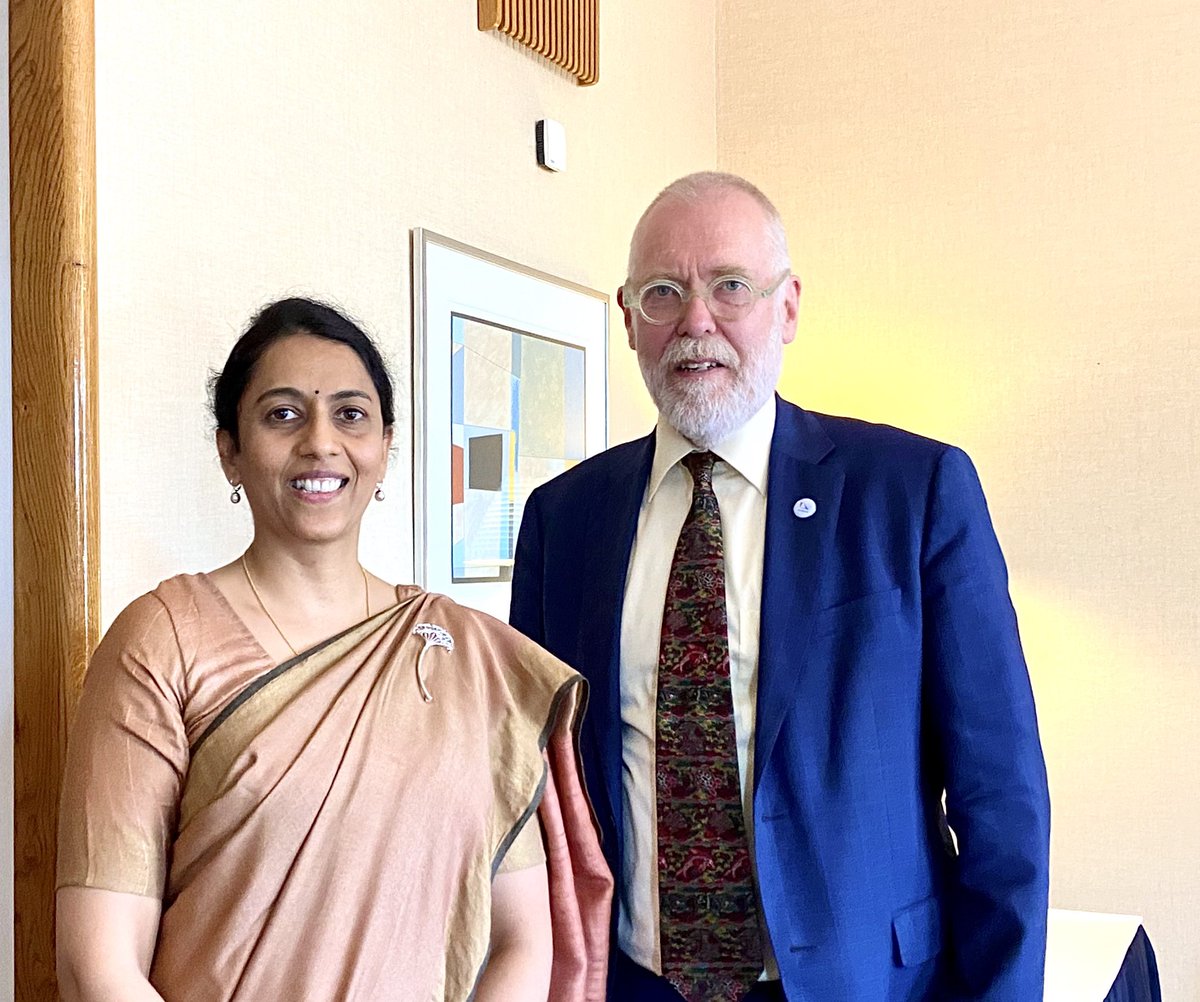 IndEmb_Fin's tweet photo. Finland’s Permanent Secretary of State Matti Anttonen hosted farewell for Amb @VaniRao1.  She thanked him for his leadership &amp; support to strengthen India-Finland ties. Thank you DG @PirittaAsunmaa @titta_maja &amp;  Counsellor Ari Tasanen for excellent co’opn @Ulkoministerio https://t.co/ROs7jPSpTY