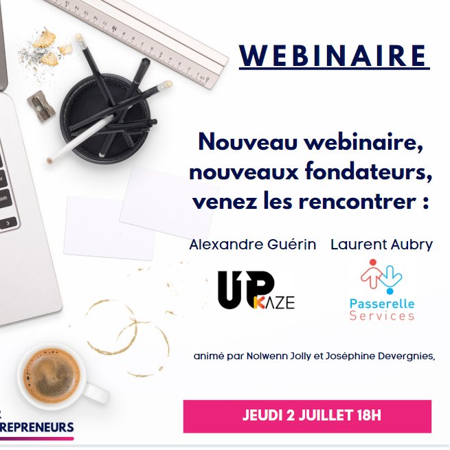 Nouveau webinaire ! 
Jeudi 2 juillet à 18h, venez découvrir Passerelle Services Réunion et UPKAZE et rencontrer leurs fondateurs Laurent Aubry et Alexandre Guérin, Soufiane Benrazzouk et Jean-Christophe KATZ, 

Inscription : eventbrite.com/e/webinaire-ve…

#webinaire #investisseurs