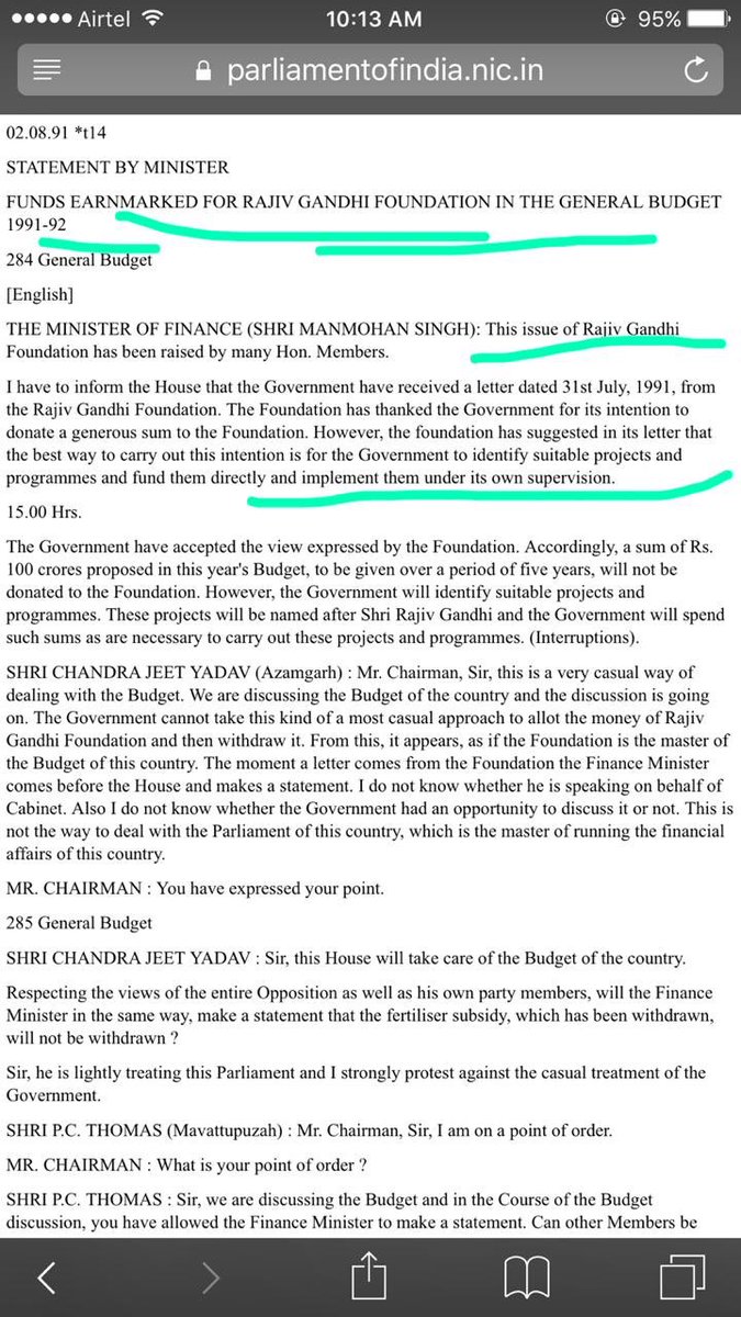VikasInExile's tweet image. This is amazing ...

In 1991, it was proposed by then FM ManMohanSingh that 100Cr should be allocated to Rajiv Gandhi foundation from Union Budget 

Imagine the rot within 😡😡
Congress stands for Corruption 
Congress stands for Conspiracy 

#CongFundGateExpose 
#CongChinaCash