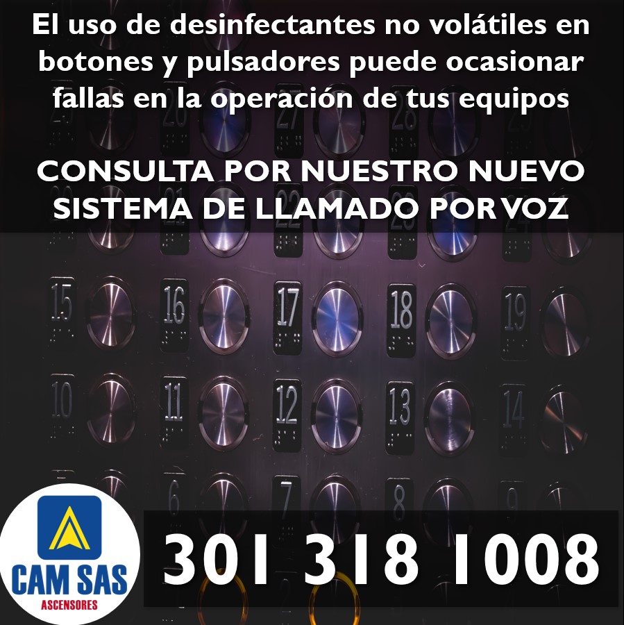 CAMSAS_Ascensor's tweet image. Usar desinfectantes no volátiles en botones y pulsadores puede ocasionar fallas en la operación de tus equipos
CONSULTA EL SISTEMA DE LLAMADO POR VOZ
WhatsApp: wa.me/573013181008

#instalaciones #ascensor #medellin #mantenimiento #escaleras #electricas #malacates #puertas