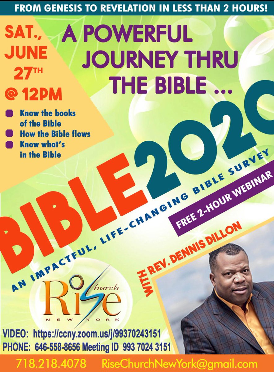 RevDillon's tweet photo. Please join me tomorrow at midday (New York time)/ 6pm (Central African time) for this FREE webinar entitled 'Journey Thru The Bible'. https://t.co/fG0yRej1Ku