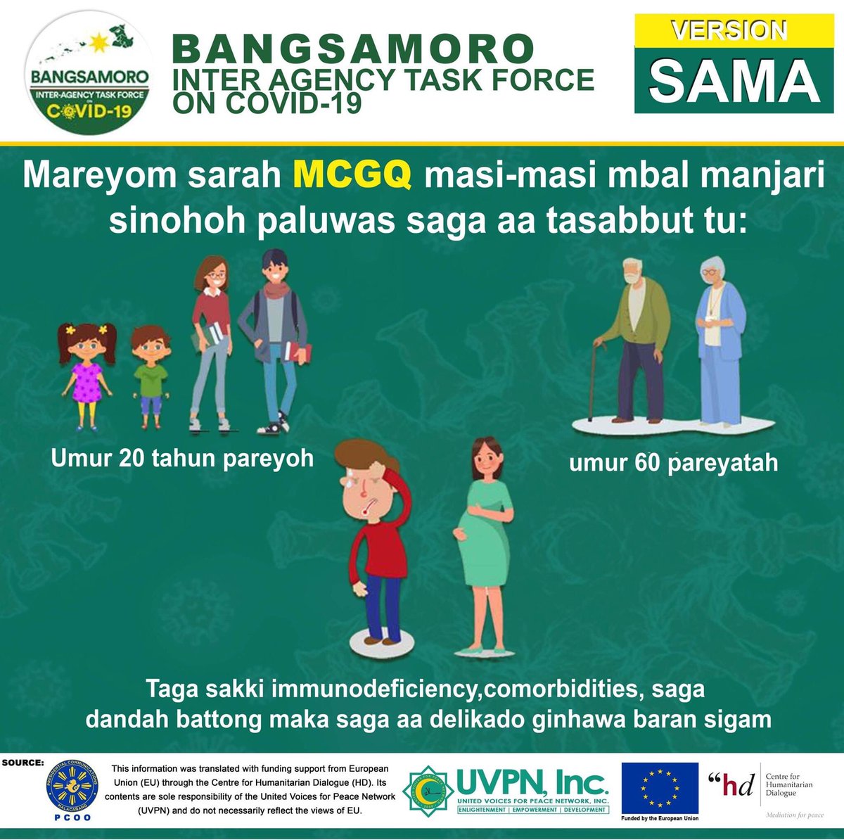 UVPNinc's tweet photo. Anu-ano ang mga dapat malaman sa pagpapatupad ng Modified General Community Quarantine (MGCQ) sa BARMM at mga karatig into? 

Narito ang ilang mga patnubay sa WIKANG SAMA!

#YouthHeroesagainstCOVID19
#KabataanKatuwangSaPagbabago

@European Union in the Philippines https://t.co/uh3L0Oypca