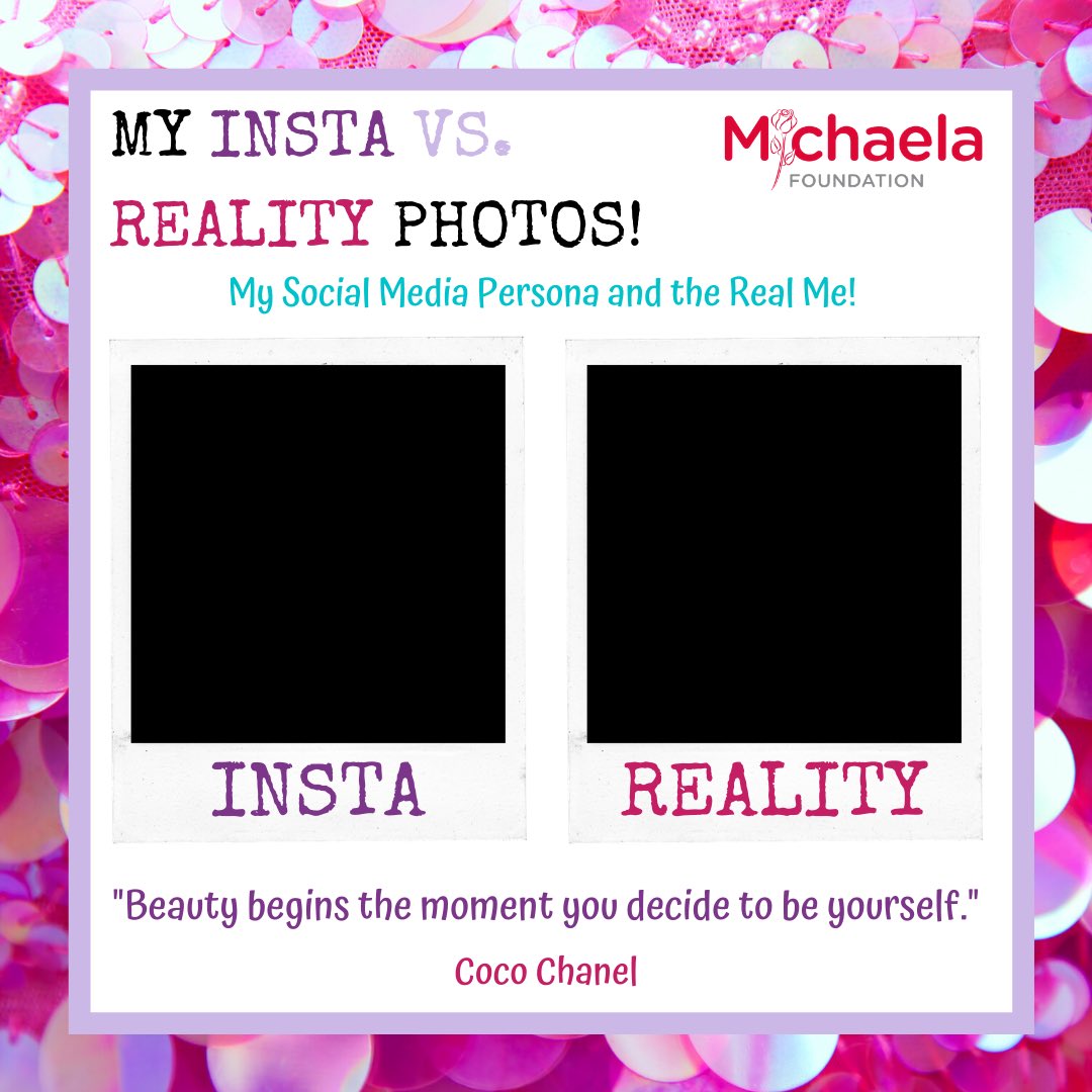 michaelafound's tweet photo. 📸WELLBEING ELEMENT DAY!📸

Insta Vs. Reality! 

When it comes to social media, everything is not always as it seems! 

Looking at life through a filter can affect your mood &amp; self-esteem!

Stop comparing yourself to others,you are perfect the way you are!❤️

#IsolationActivities https://t.co/YbDqnTHfKr