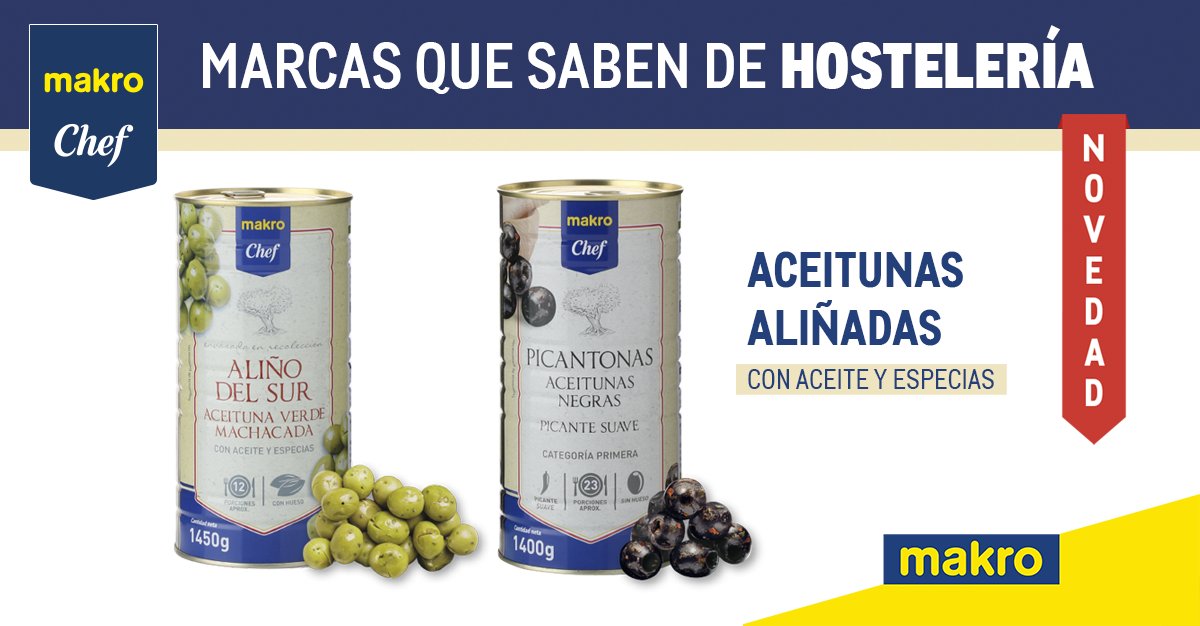 makroESP's tweet photo. ¿No conoces las nuevas variedades de aceitunas verdes con aliño del sur y negras picantonas de #MakroChef? 🥗 No esperes más para probarlas, tus clientes volverán una y otra vez a tu negocio gracias a su sabor único y espectacular ➡️https://t.co/WDIdQtUYiO https://t.co/afBVRxikfl