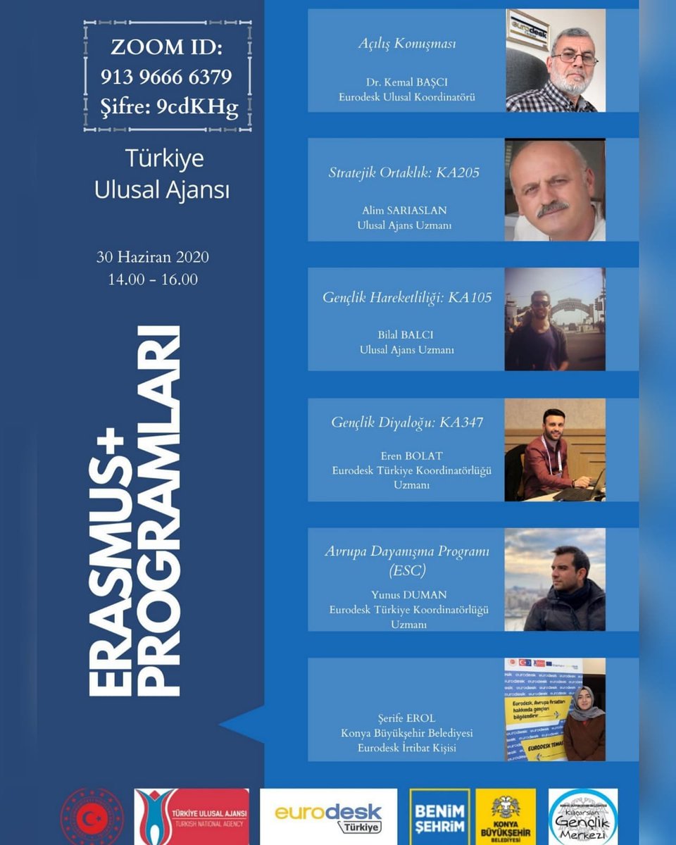 Ulusal Ajans ve Konya BB Kılıçarslan Gençlik Merkezi (Eurodesk Temas Noktası) işbirliğinde, Erasmus+ programları hakkında Türkiye Ulusal Ajansı uzmanları eşliğinde toplantı düzenlenecektir. Başvuru ve sorularınızı iletmek için: forms.gle/cStJ1CYApDHnT7…
<a href="/eurodesktr/">EurodeskTR</a> <a href="/ulusalajans/">Türkiye Ulusal Ajansı 🇹🇷 Turkish NA</a>