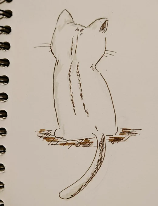 ちょっと息抜きとペンに慣れるために、猫イラスト。#絵の練習 #お絵描き #猫の絵 #猫イラスト #ペン 