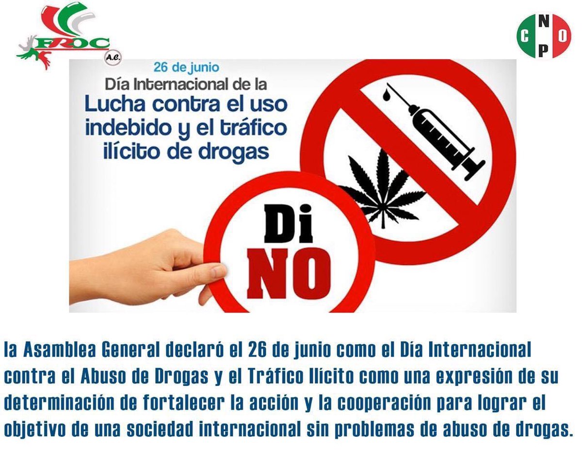 froc_la_paz's tweet photo. El día 26 de Junio se celebra el Día Internacional de la Lucha contra el Uso Indebido y el Tráfico Ilícito de Drogas.

#EfemeridesFROC
#AC
#FROC2020 https://t.co/umoGnkheMn