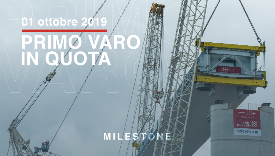 per_genova's tweet photo. #Milestone: 1 ottobre 2019, sale la prima campata del nuovo #PontePERGENOVA, issata tra le pile 5 e 6. 
#PERGENOVA https://t.co/E98RBdN2kI