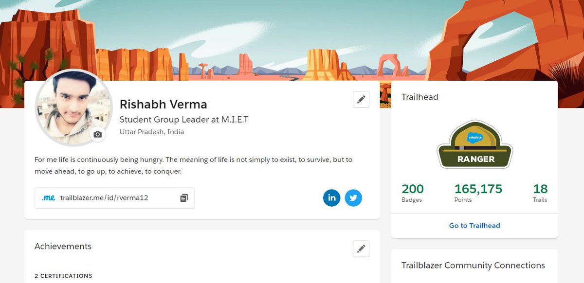 🏆Finally, made it to 2X <a href="/trailhead/">Trailhead</a> Ranger🤠🤠!!
#Trailhead #Salesforce #DoubleRanger #TDX20