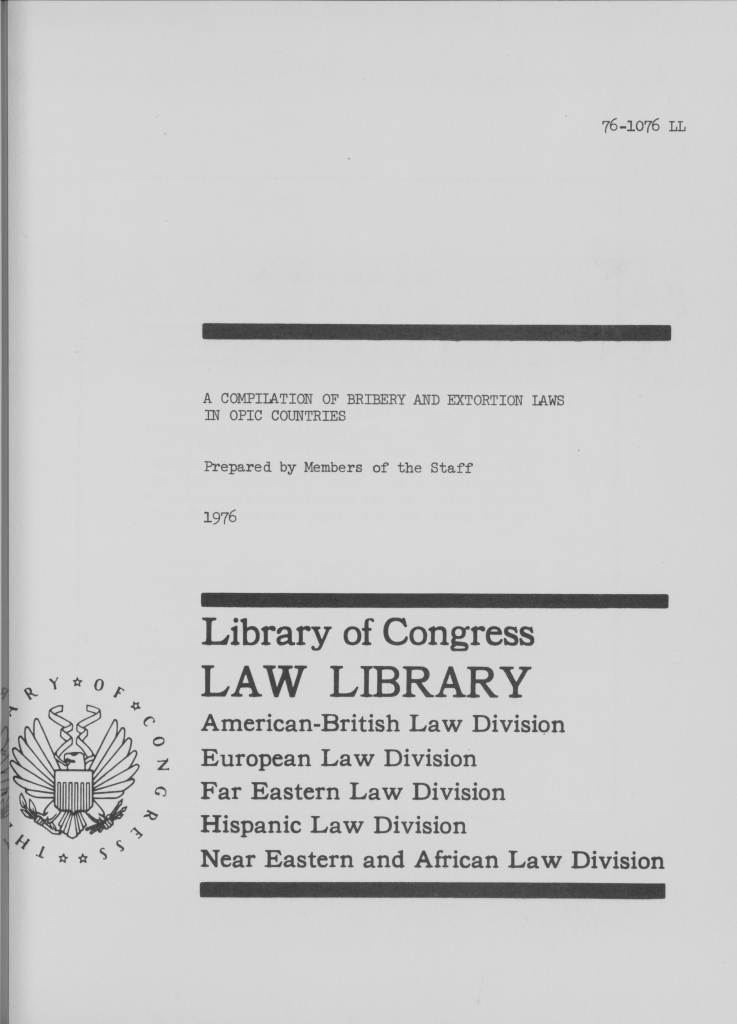 LawLibCongress's tweet photo. John brings us today's guest post, "From the Legal Report Archive: Bribery and Corruption Laws in Certain Middle Eastern Countries." https://t.co/ELyibNySnU #ICLBlog #LawLibraryReport https://t.co/XHHVBWJY8R