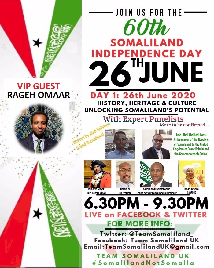 Allies_Network's tweet photo. Happy 60th to the Republic of Somaliland and all Somalilanders around the world🎉🎊🎉🎊Join us in Facebook and Twitter later today. Special guest the fabolous Raage Omaar!
#SomalilandMatters #SomalilandIndependenceDay 

@BrandSomaliland @SafiyaSaeed2 @TeamSomaliland_ https://t.co/cPl79PL3c6
