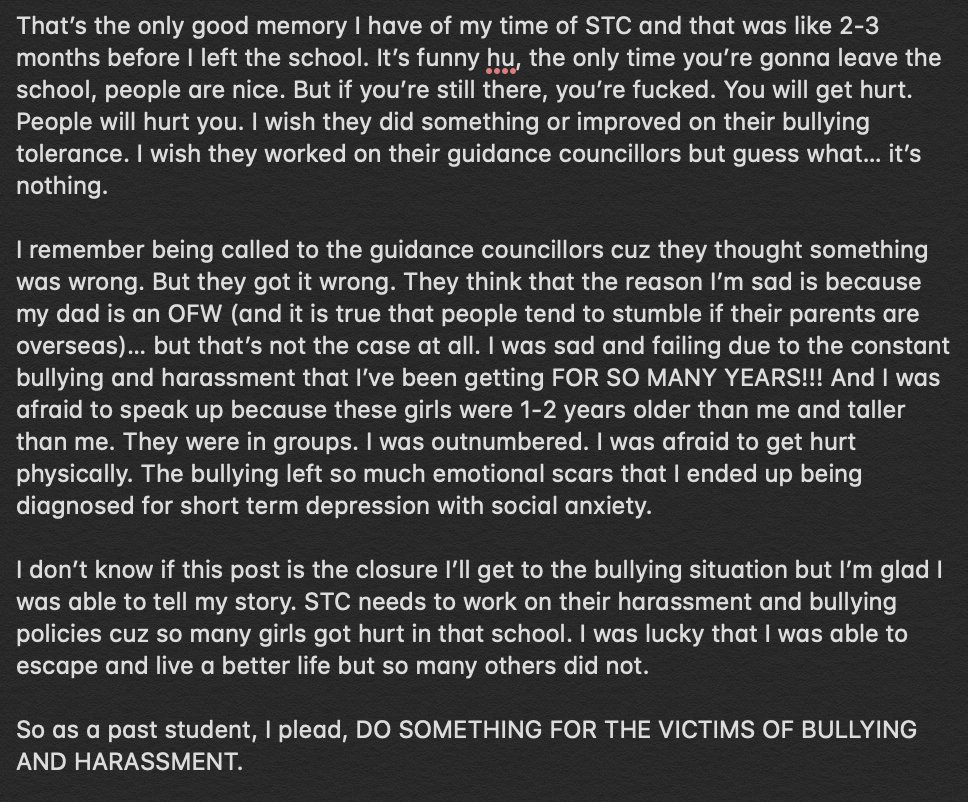ErielleSudario's tweet photo. Time to share my full story and explain why I decided to leave the Philippines and accepted the move to Australia.

A lot of it is because of the bullying and harassment situation I've faced back when I was a student in STC in QC. #STCDOBETTER https://t.co/Hpgye2VjKE